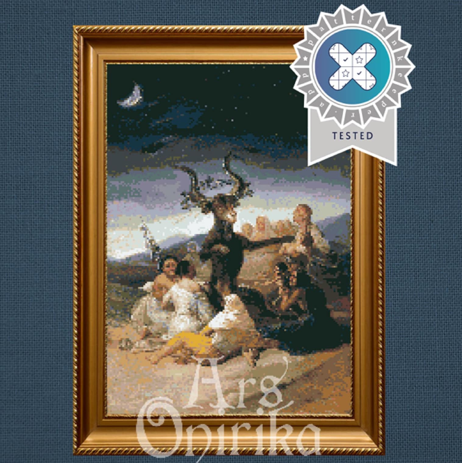 Goya Aquelarre Cross Stitch Pattern (PDF) – Witchcraft Coven Embroidery - ADVANCED LEVEL