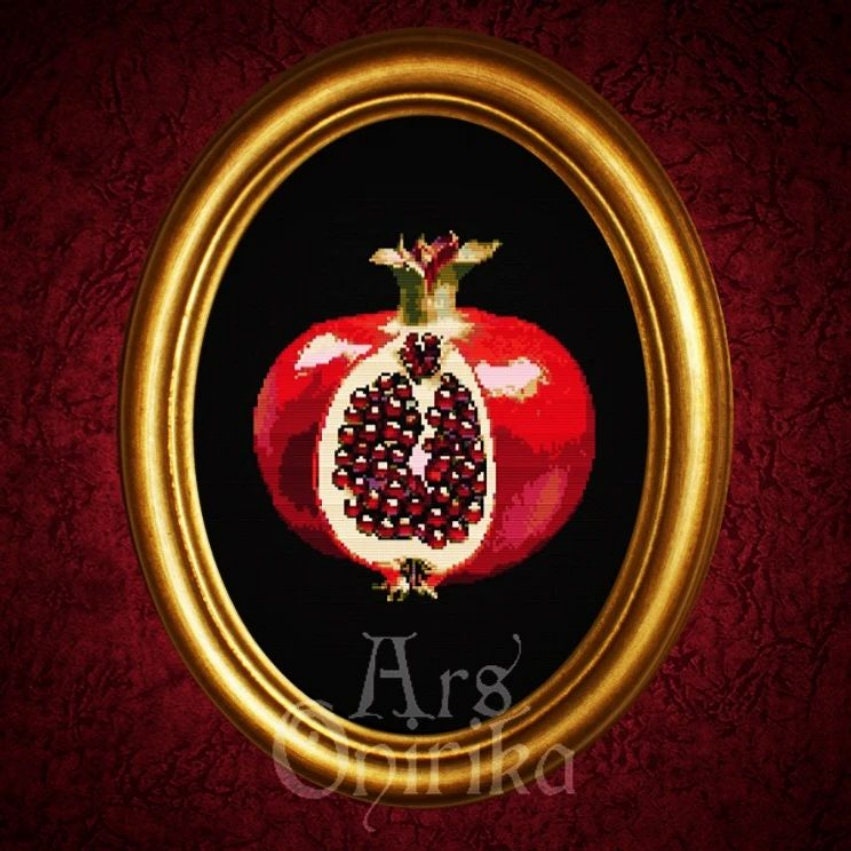 Gothic Pomegranate - Cross Stitch Pattern (PDF) – Baroque design - INTERMEDIATE LEVEL