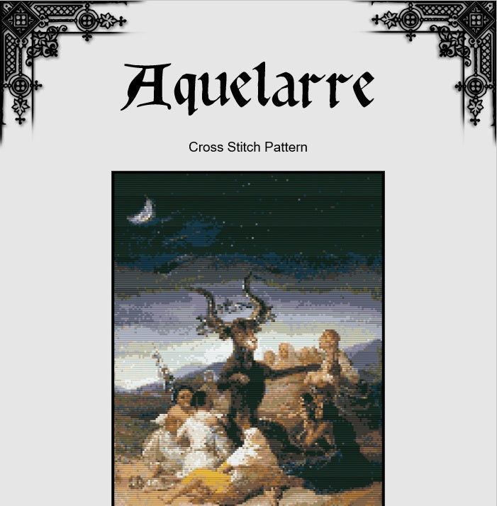 Goya Aquelarre Cross Stitch Pattern (PDF) – Witchcraft Coven Embroidery - ADVANCED LEVEL