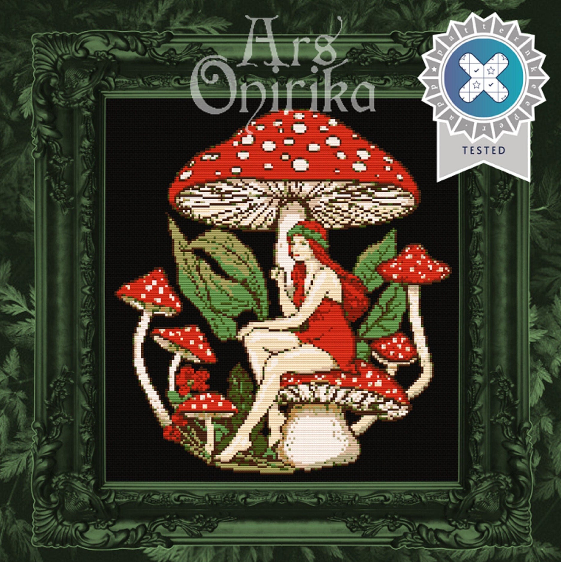 Amanita Fairy Cross Stitch Pattern (PDF) - Fairycore Mushroom Embroidery - EASY LEVEL