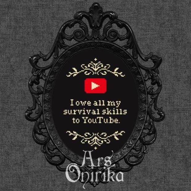 YouTube Survival Skills Cross Stitch Pattern - Modern Millennial (PDF) - EASY LEVEL