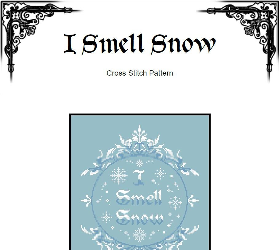 I Smell Snow Cross Stitch Pattern - Gilmore TV, Winter Quote (PDF Pattern) - EASY LEVEL