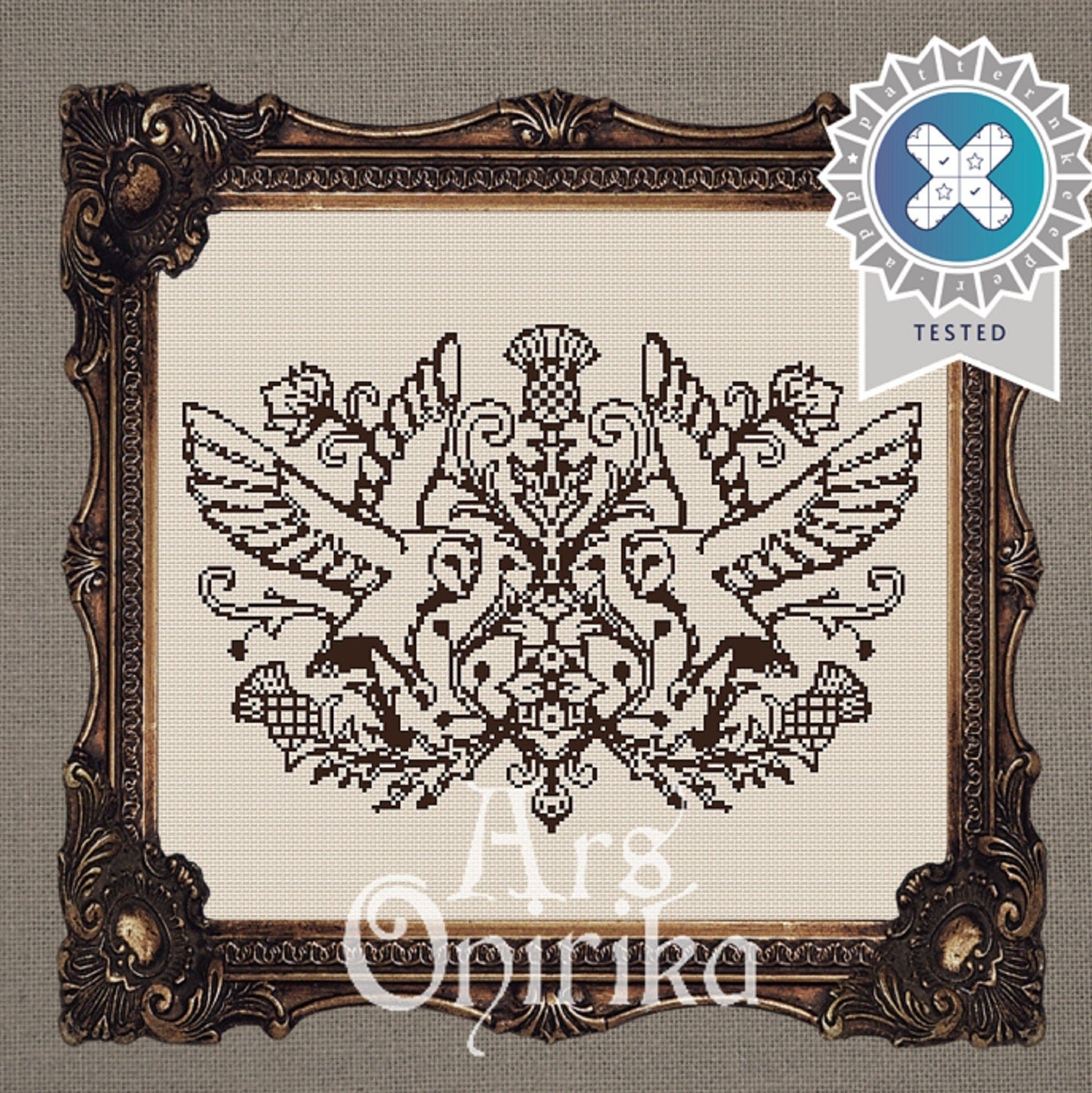 Owls and Thistles Cross Stitch Pattern – Medieval Gothic Embroidery (PDF) - INTERMEDIATE LEVEL