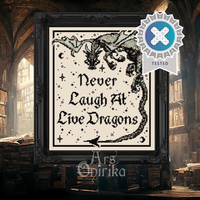 Never Laugh at Live Dragons Cross Stitch Pattern (PDF) - INTERMEDIATE LEVEL