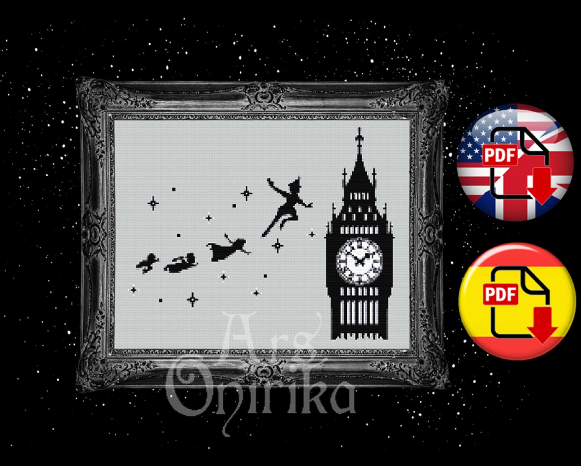 Peter Pan Cross Stitch Pattern (PDF) – Neverland - EASY LEVEL