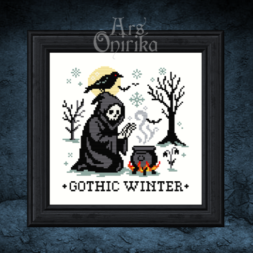 Gothic Winter Cross Stitch Pattern - Grim Reaper (PDF) - EASY LEVEL