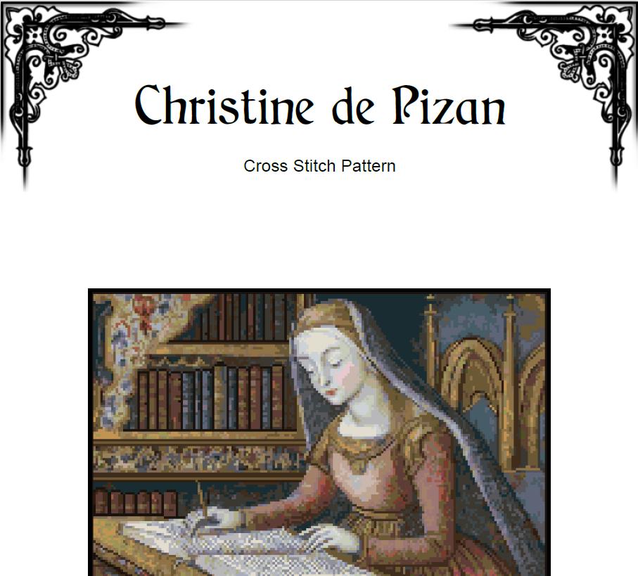 Christine de Pizan Cross Stitch Pattern - Medieval Art (PDF) - ADVANCED LEVEL