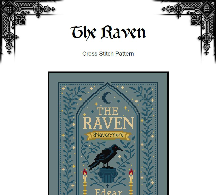 The Raven - Edgar Allan Poe - Cross Stitch Pattern (PDF) - INTERMEDIATE LEVEL