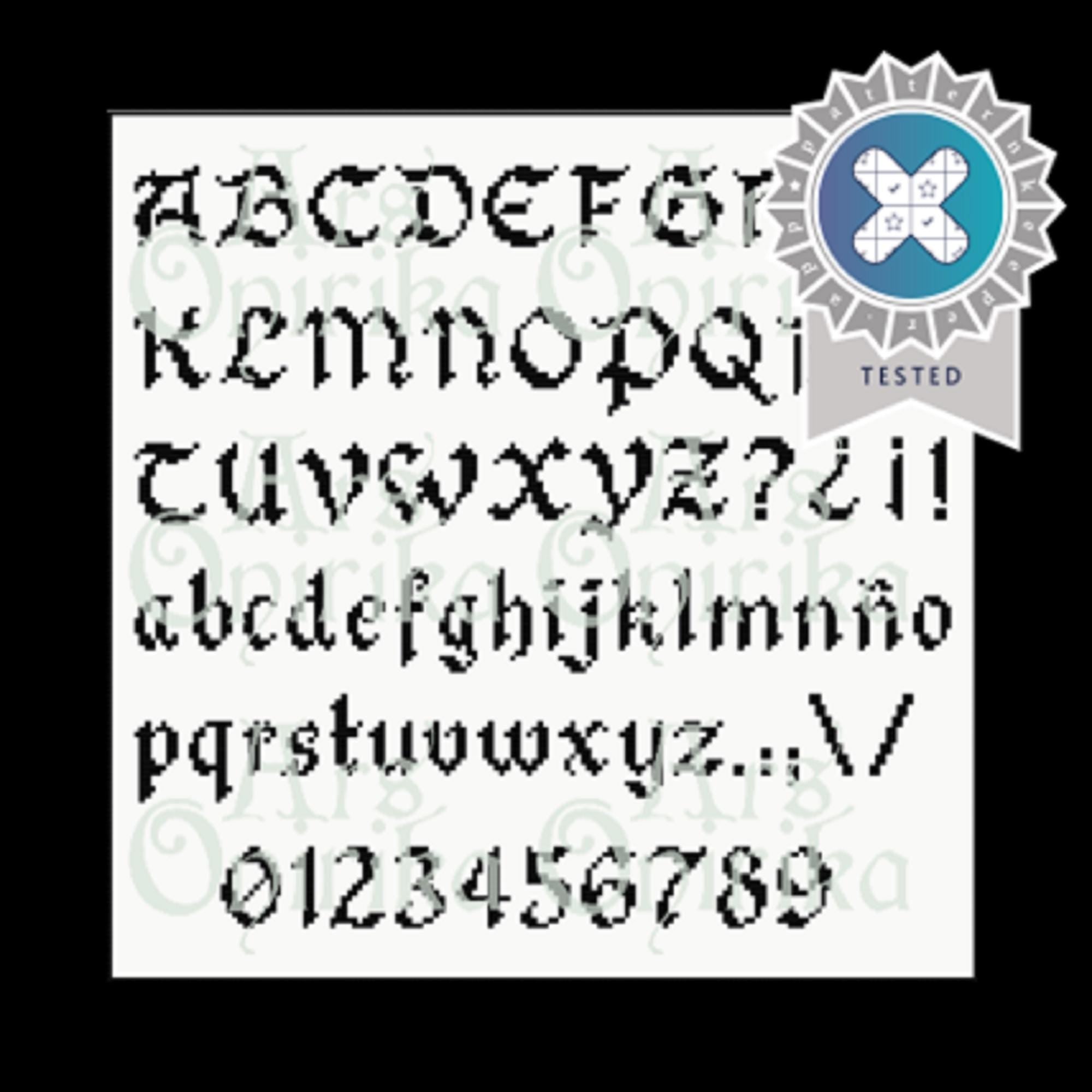 Magic Alphabet Cross Stitch Font – Gothic Pattern (PDF) - EASY LEVEL
