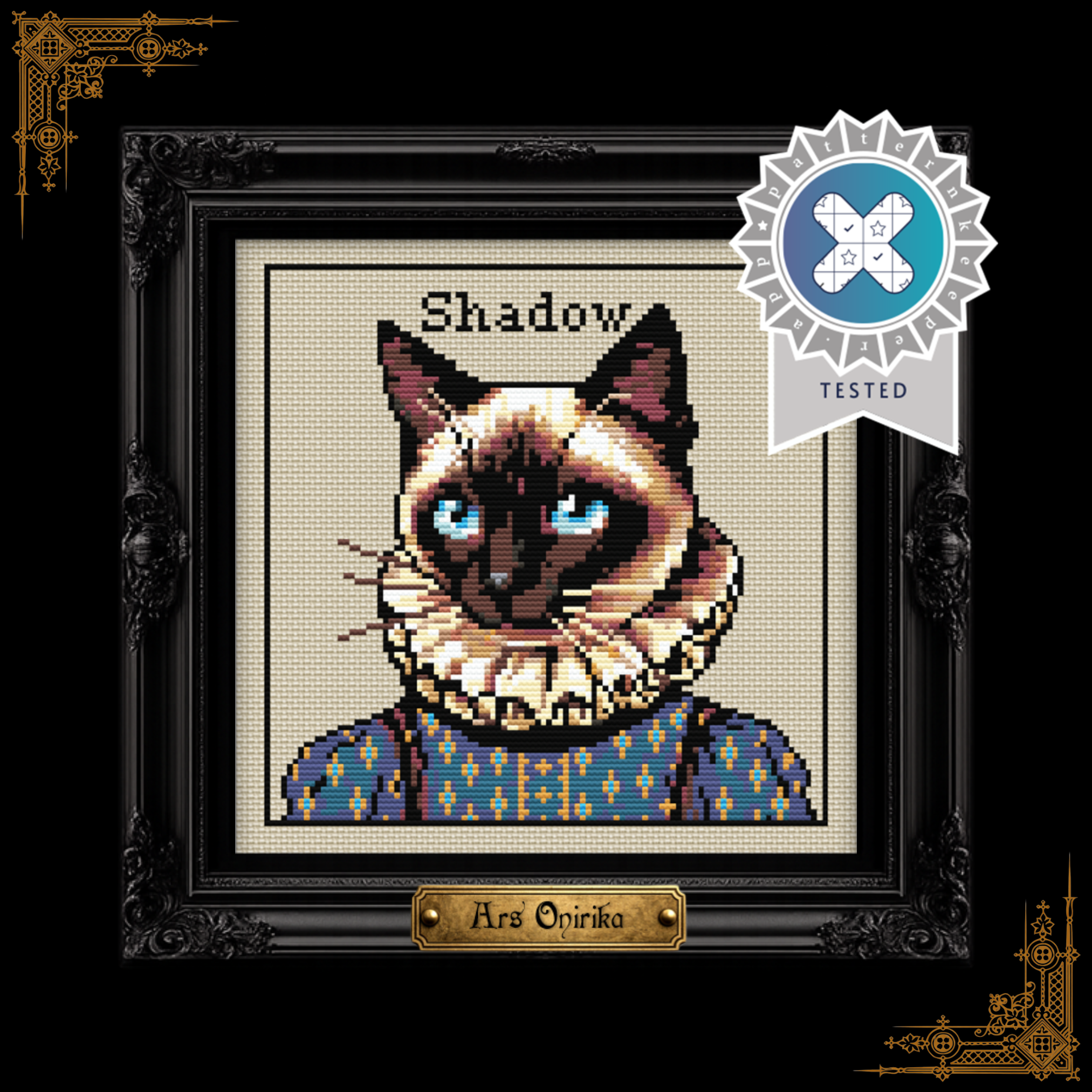 Victorian Siamese Cat - Cross Stitch Pattern
