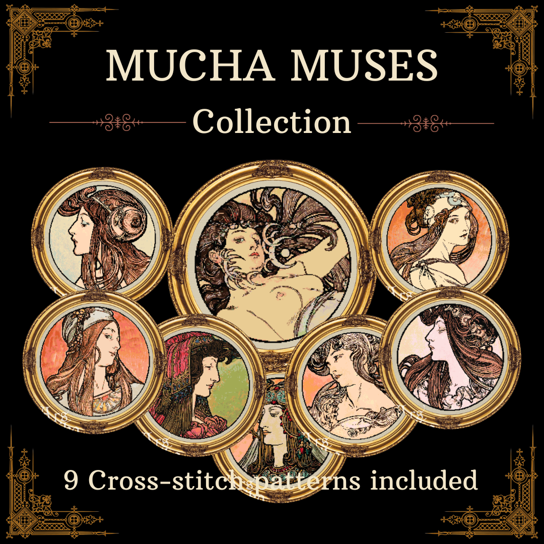 Alphonse Mucha Goddess Cross Stitch Pattern BUNDLE (PDF)