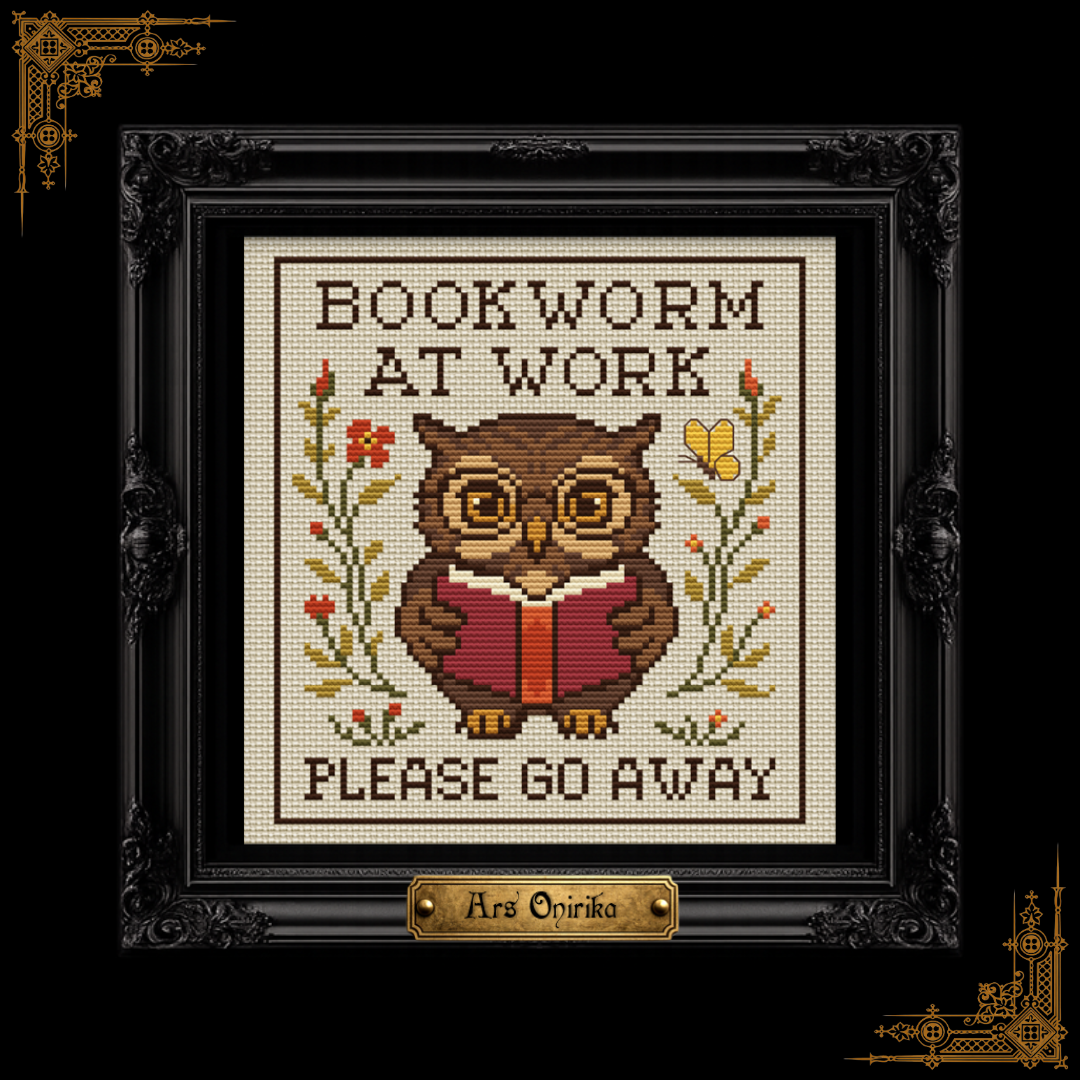 Bookworm At Work - Cross Stitch Pattern