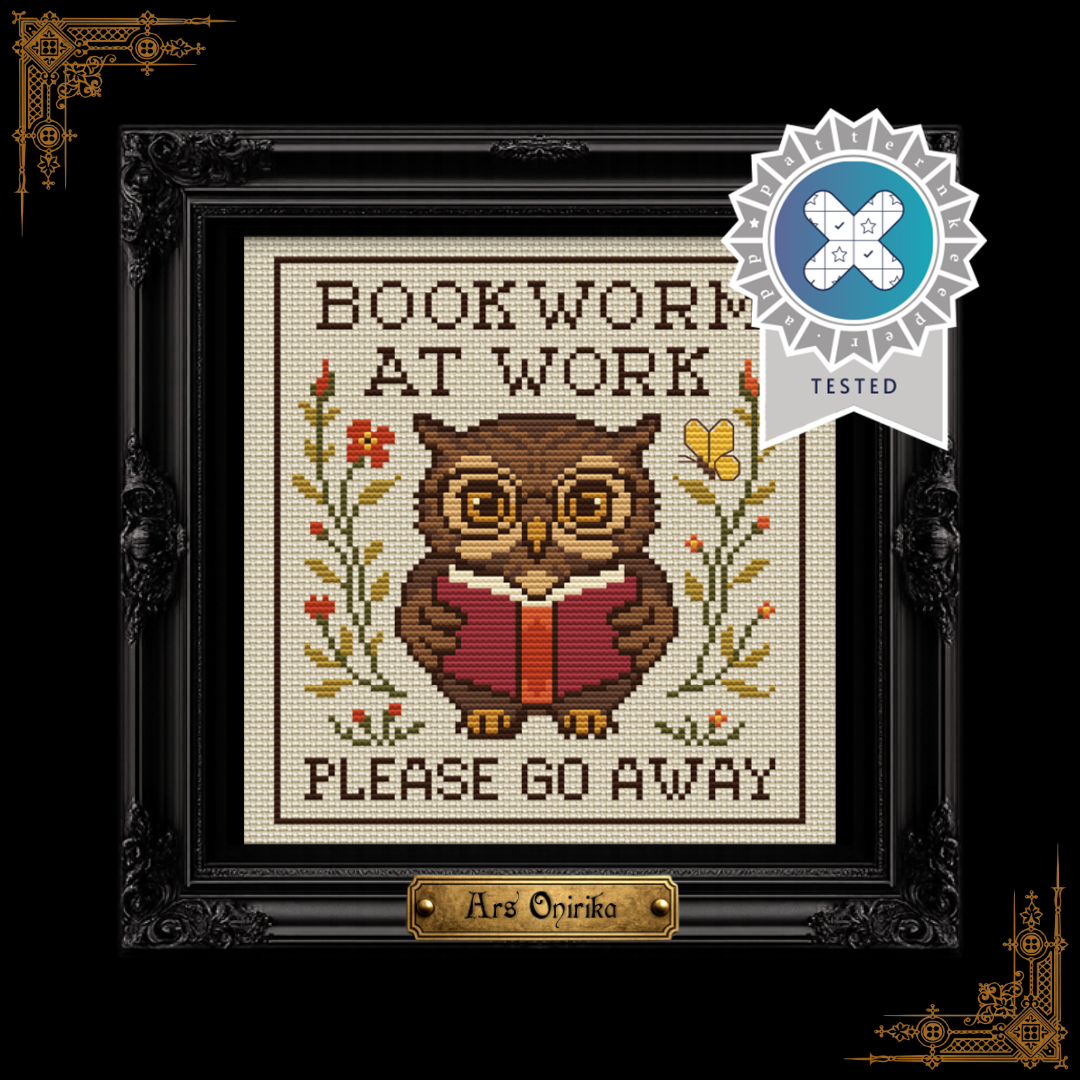 Bookworm At Work - Cross Stitch Pattern