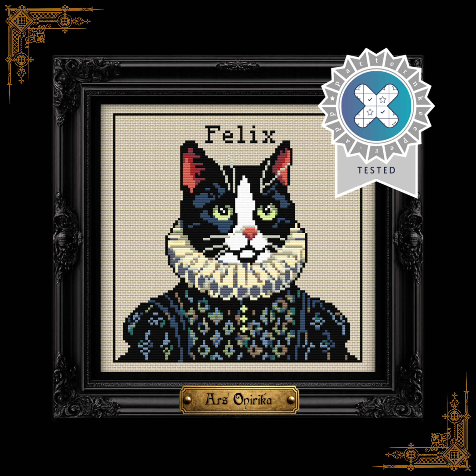 Tuxedo Victorian Cat - Cross Stitch Pattern
