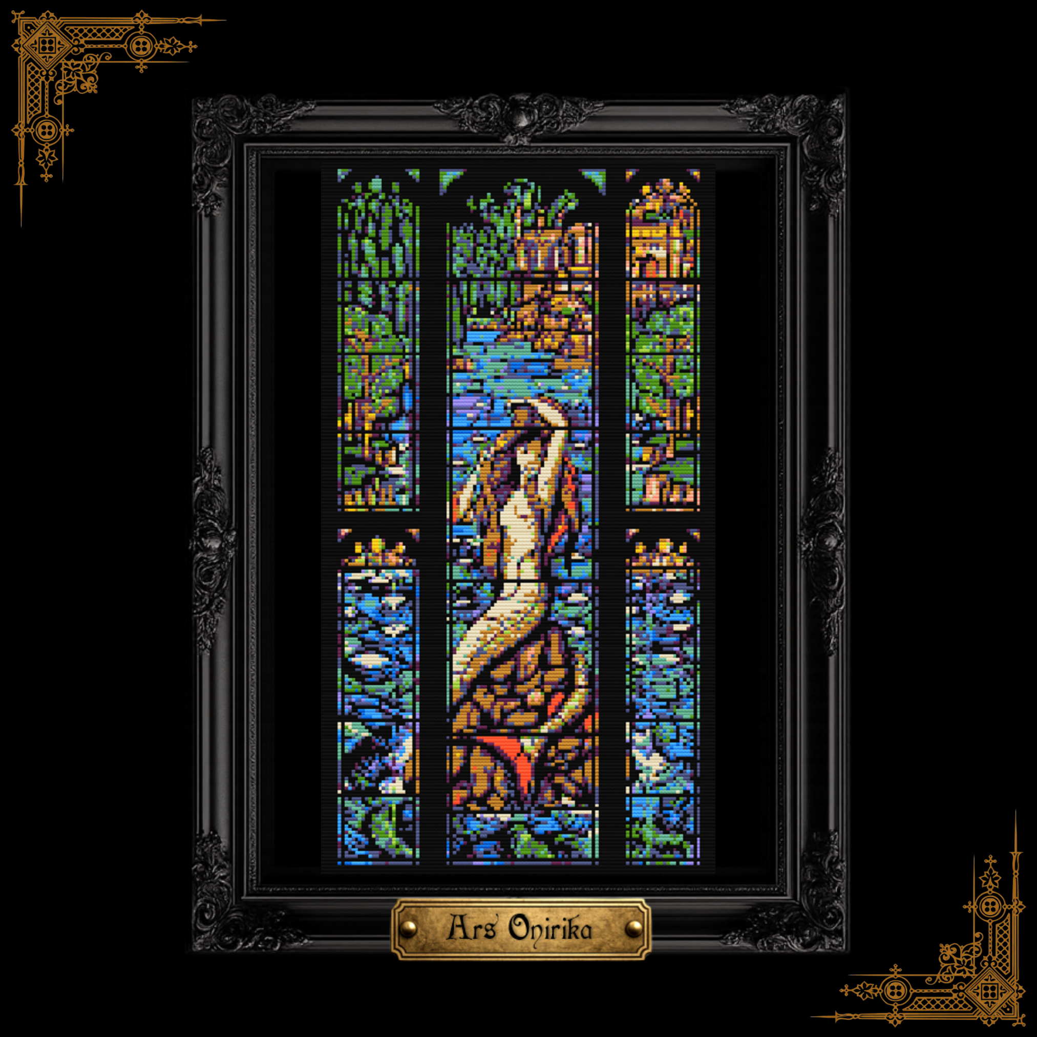 Mermaid Stained Glass - Cross Stitch Pattern