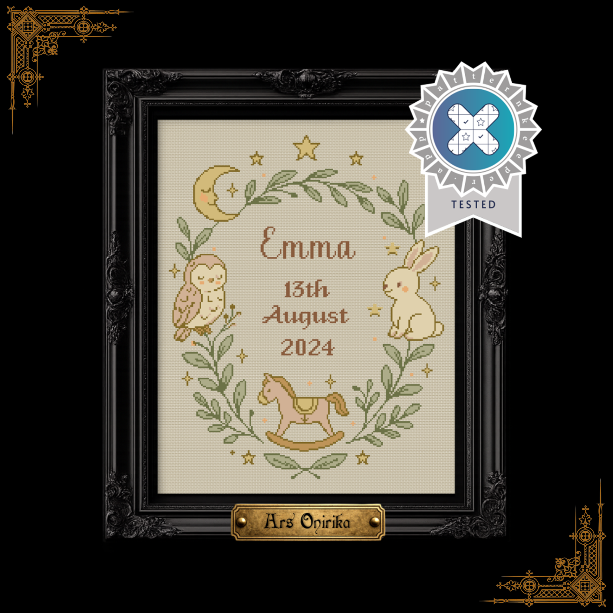 𝐏𝐞𝐫𝐬𝐨𝐧𝐚𝐥𝐢𝐳𝐞𝐝 𝐁𝐢𝐫𝐭𝐡 𝐒𝐚𝐦𝐩𝐥𝐞𝐫 -𝐌𝐎𝐎𝐍𝐋𝐈𝐆𝐇𝐓 𝐍𝐔𝐑𝐒𝐄𝐑𝐘 – 𝐂𝐫𝐨𝐬𝐬 𝐒𝐭𝐢𝐭𝐜𝐡 𝐏𝐚𝐭𝐭𝐞𝐫𝐧