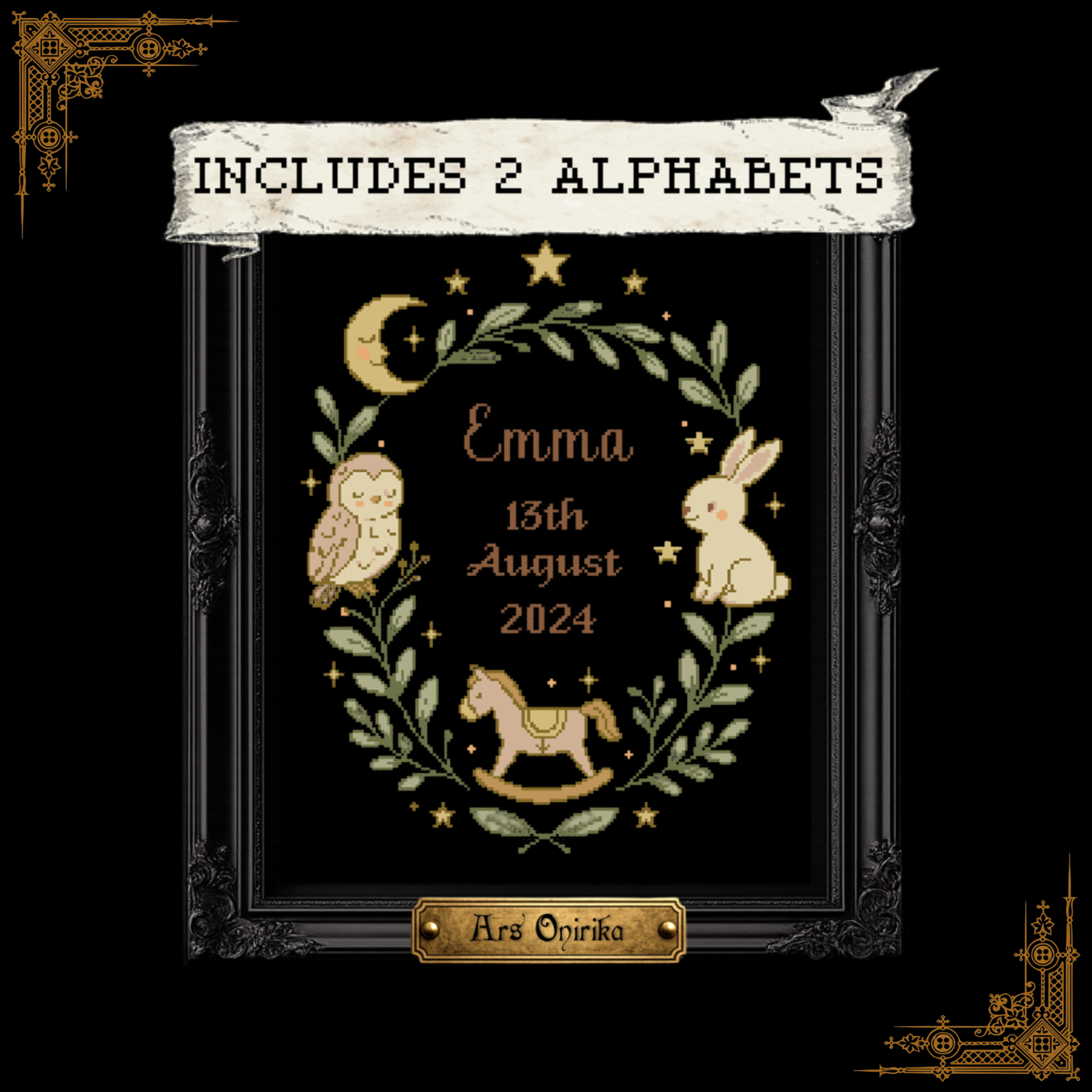 𝐏𝐞𝐫𝐬𝐨𝐧𝐚𝐥𝐢𝐳𝐞𝐝 𝐁𝐢𝐫𝐭𝐡 𝐒𝐚𝐦𝐩𝐥𝐞𝐫 -𝐌𝐎𝐎𝐍𝐋𝐈𝐆𝐇𝐓 𝐍𝐔𝐑𝐒𝐄𝐑𝐘 – 𝐂𝐫𝐨𝐬𝐬 𝐒𝐭𝐢𝐭𝐜𝐡 𝐏𝐚𝐭𝐭𝐞𝐫𝐧