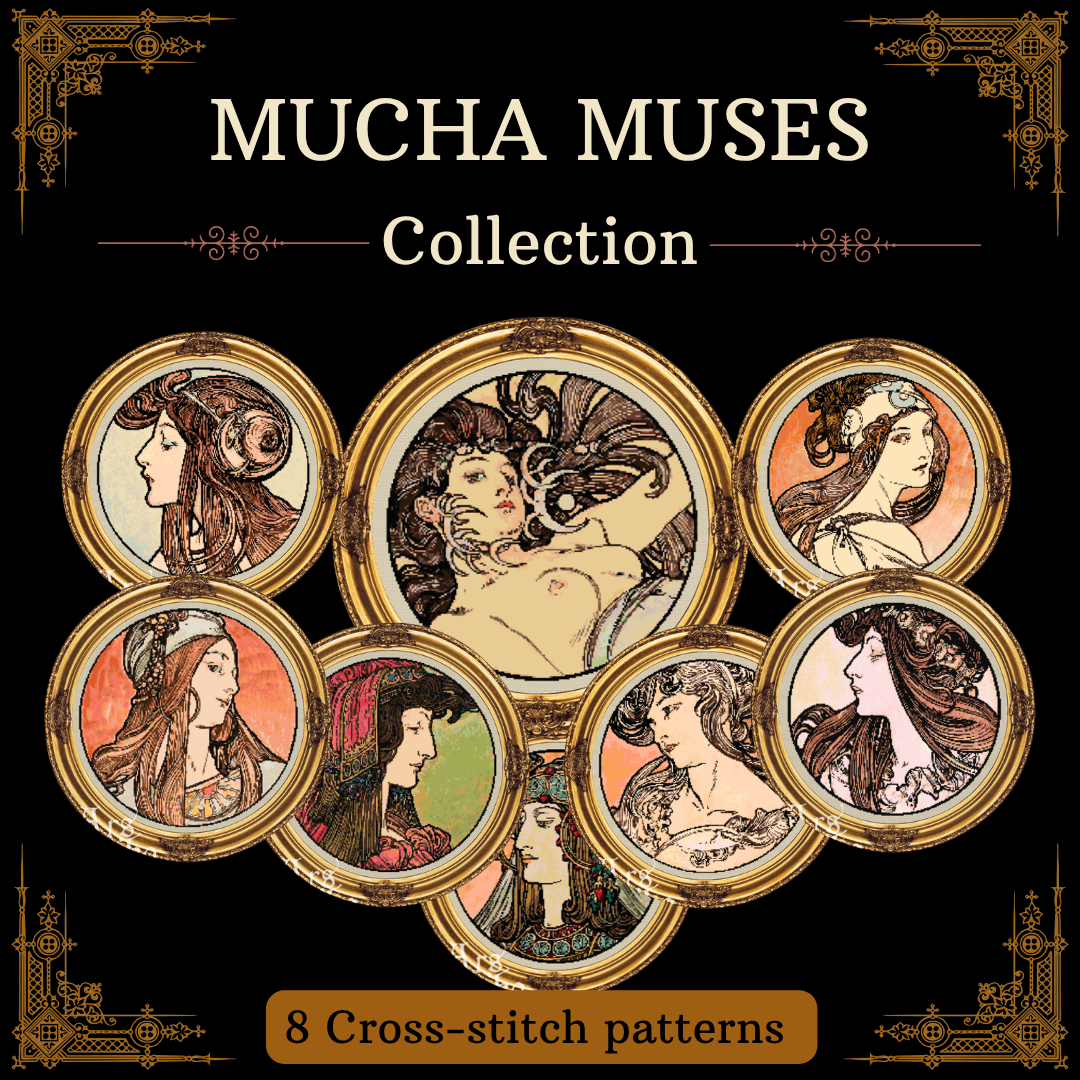 Alphonse Mucha Goddess Cross Stitch Pattern BUNDLE (PDF)