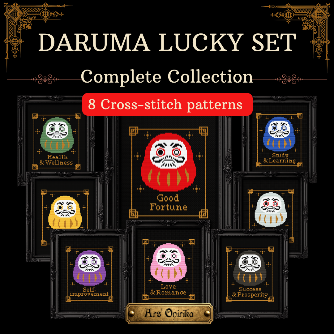 Daruma Lucky Set - Cross Stitch Bundle