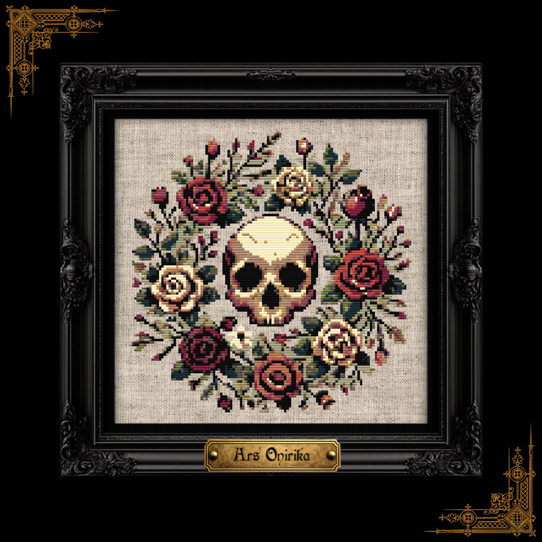 Roses And Skull - Cross Stitch Pattern