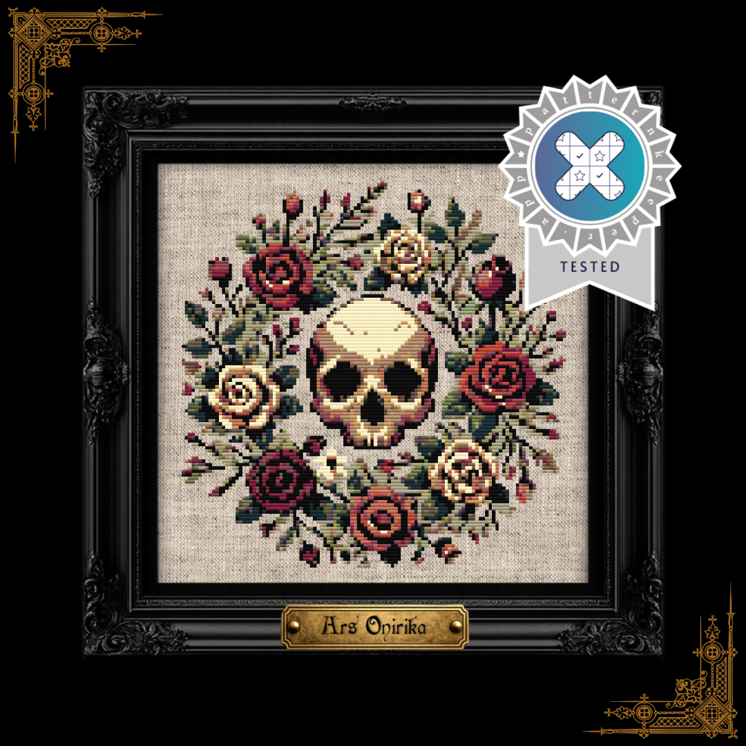 Roses And Skull - Cross Stitch Pattern