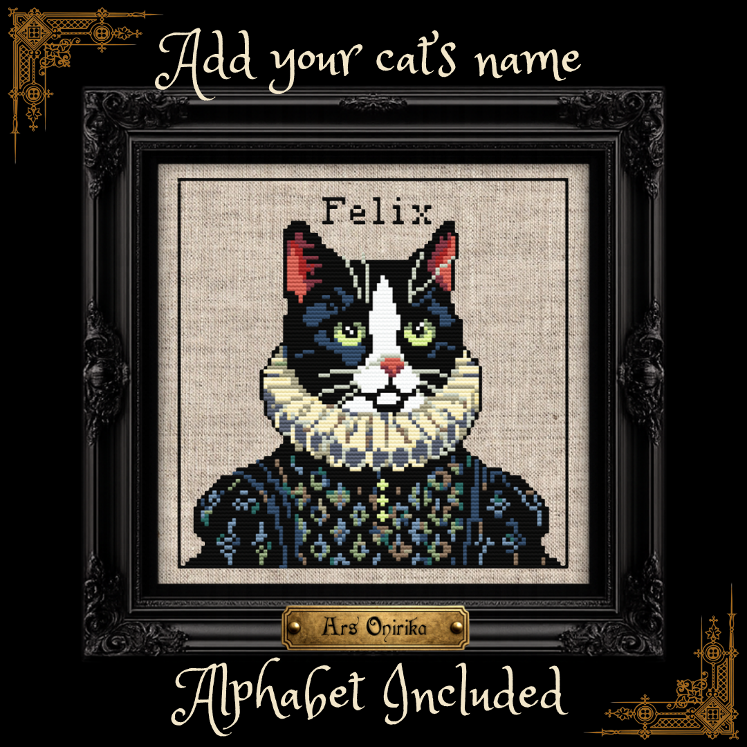 Tuxedo Victorian Cat - Cross Stitch Pattern