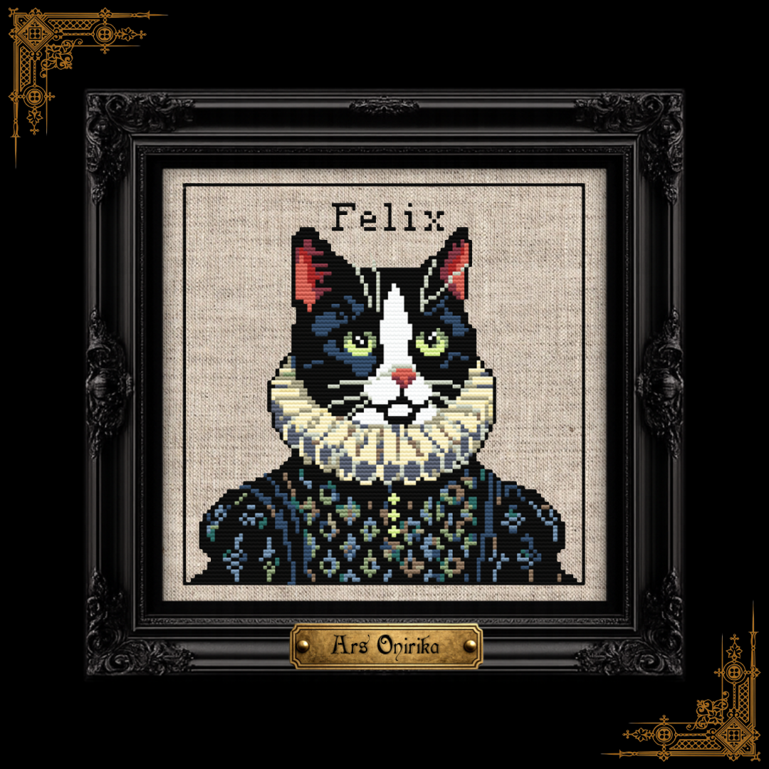 Tuxedo Victorian Cat - Cross Stitch Pattern