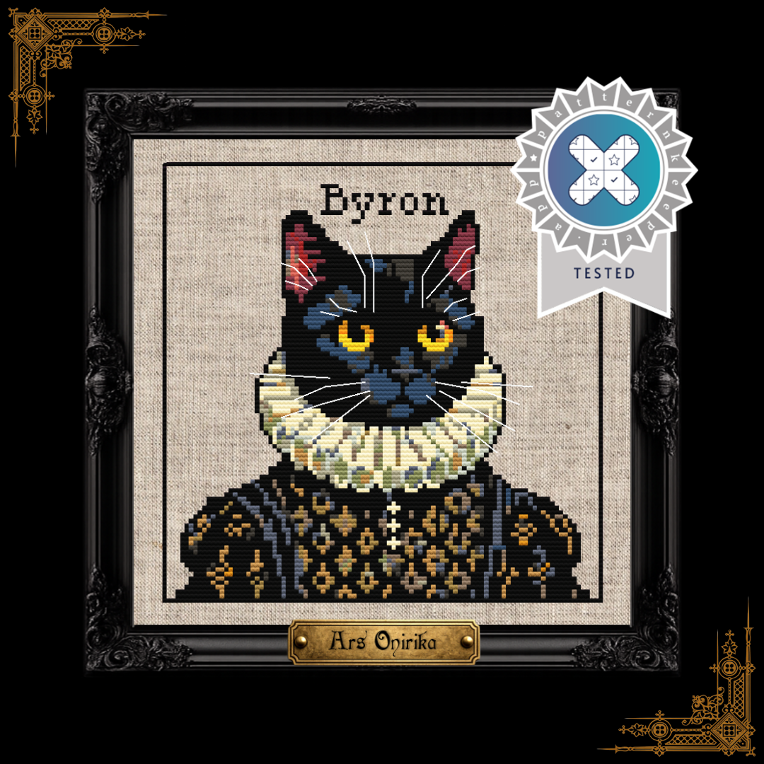 Victorian Black Cat Portrait - Cross Stitch Pattern