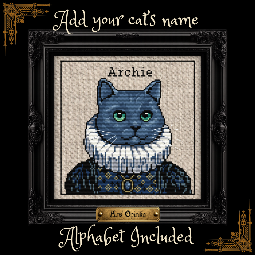 Blue Victorian Cat - Cross Stitch Pattern