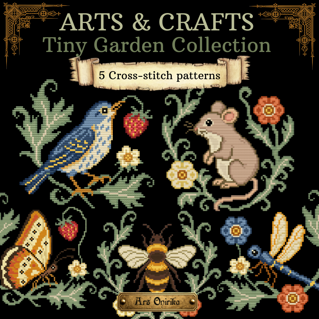 Arts & Crafts Mini Cross Stitch Pattern Bundle Small Tiny Garden