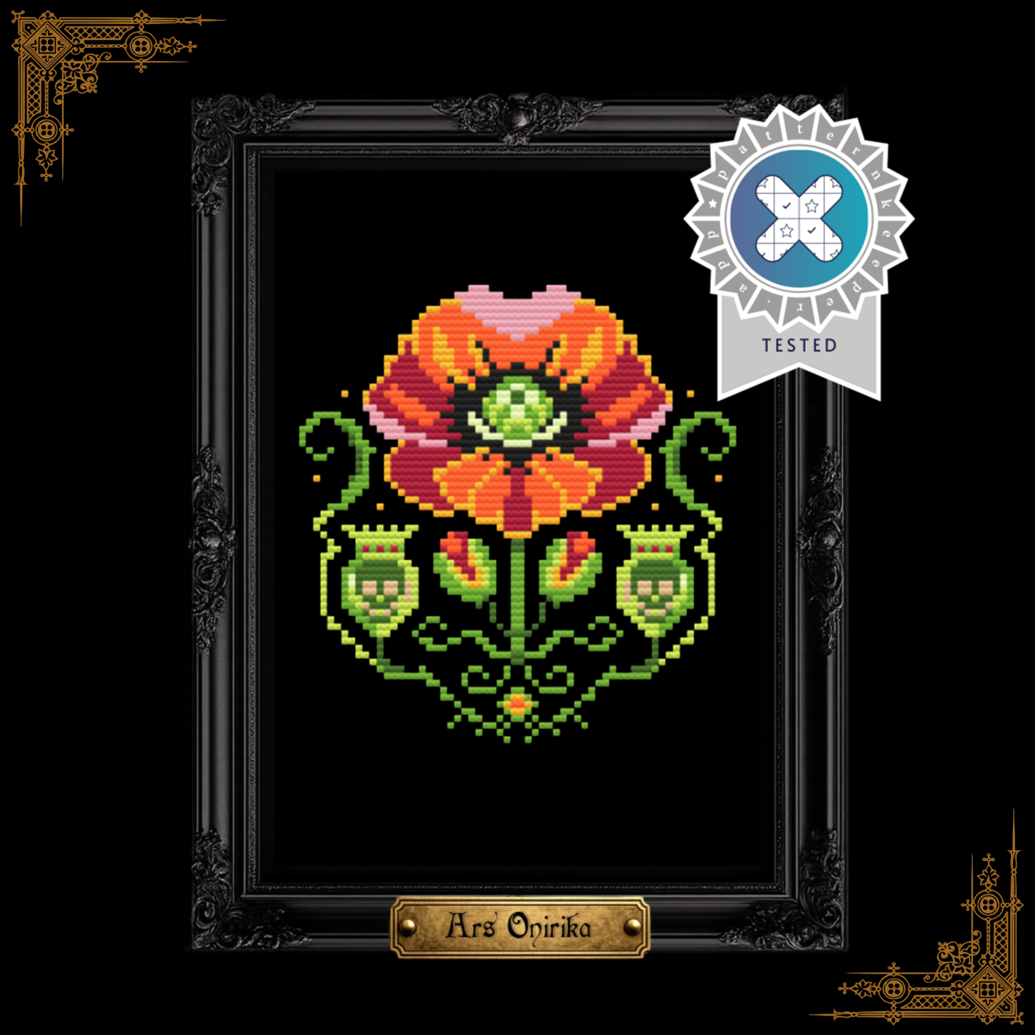 Poppy And Skulls - Cross Stitch Pattern