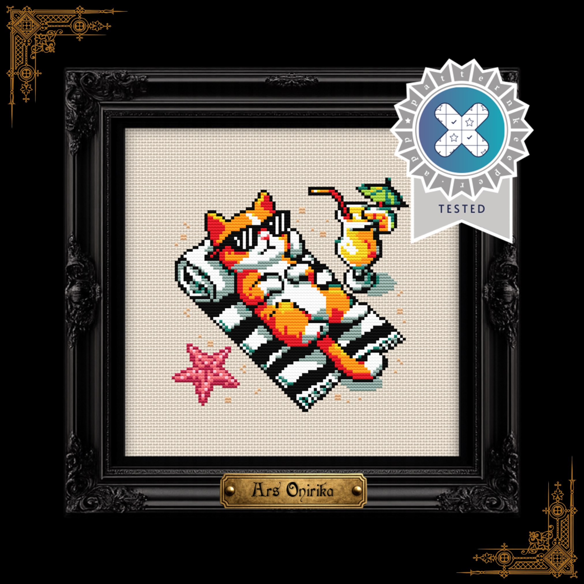 Beach Orange Cat - Cross Stitch Pattern