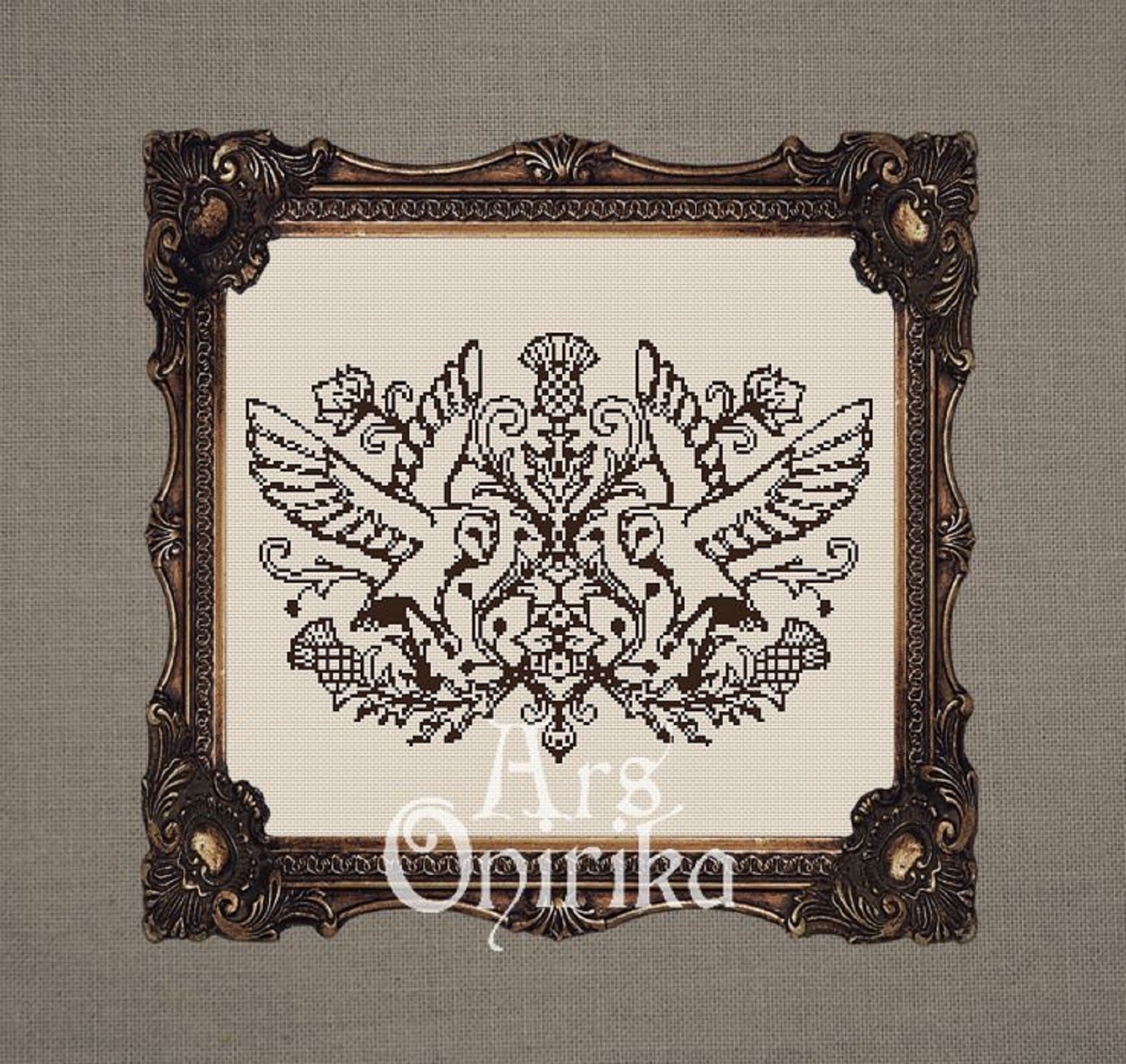 Owls and Thistles Cross Stitch Pattern – Medieval Gothic Embroidery (PDF) - INTERMEDIATE LEVEL