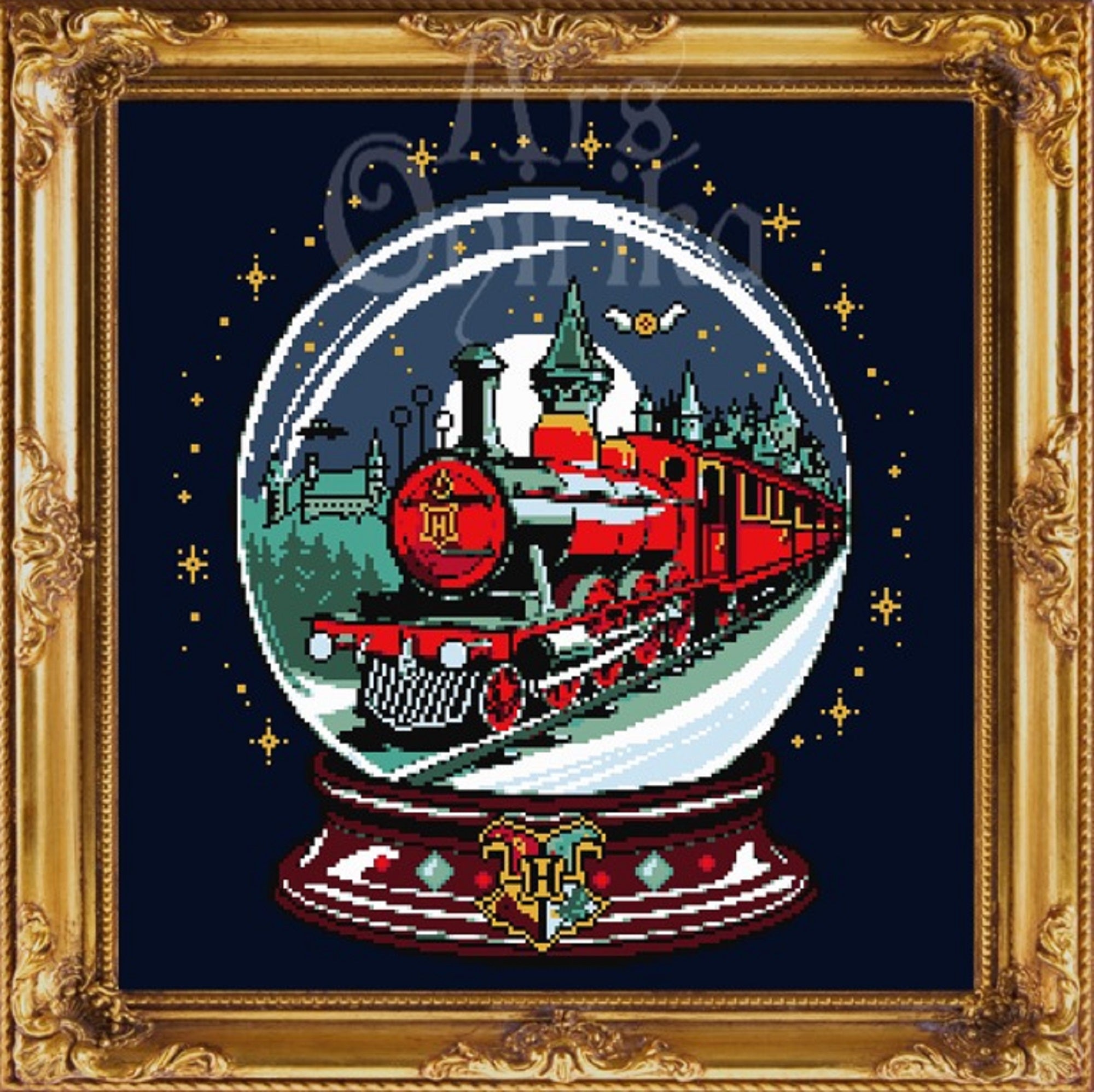 Magic Train Cross Stitch Pattern (PDF) – Wizard Fantasy Embroidery - INTERMEDIATE LEVEL