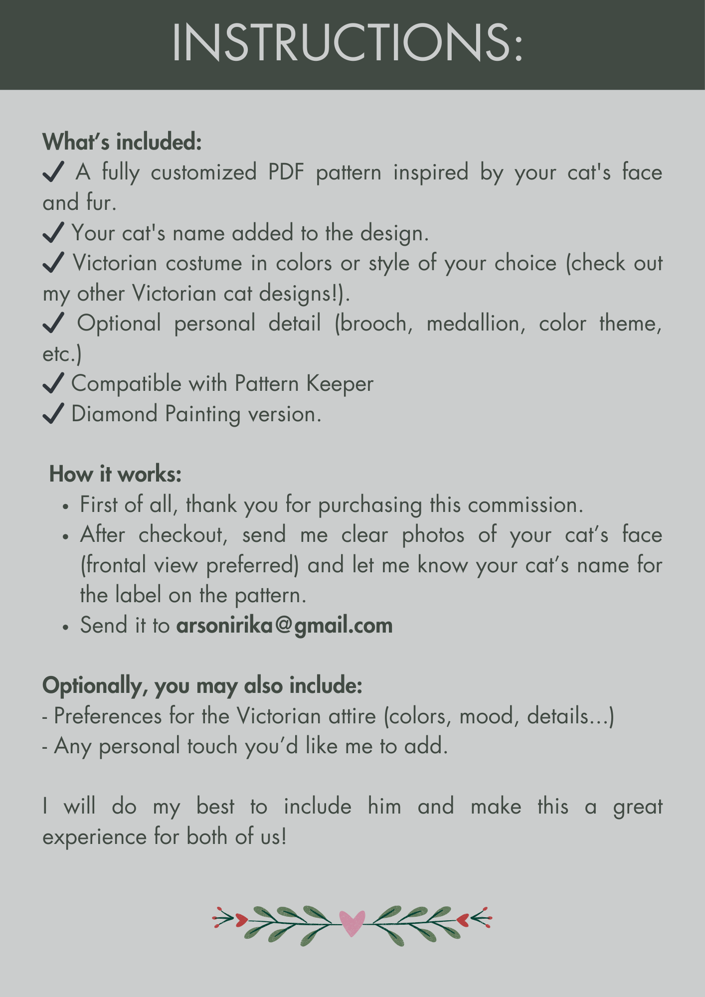 Custom Victorian Cat Portrait – Cross Stitch Pattern Commission