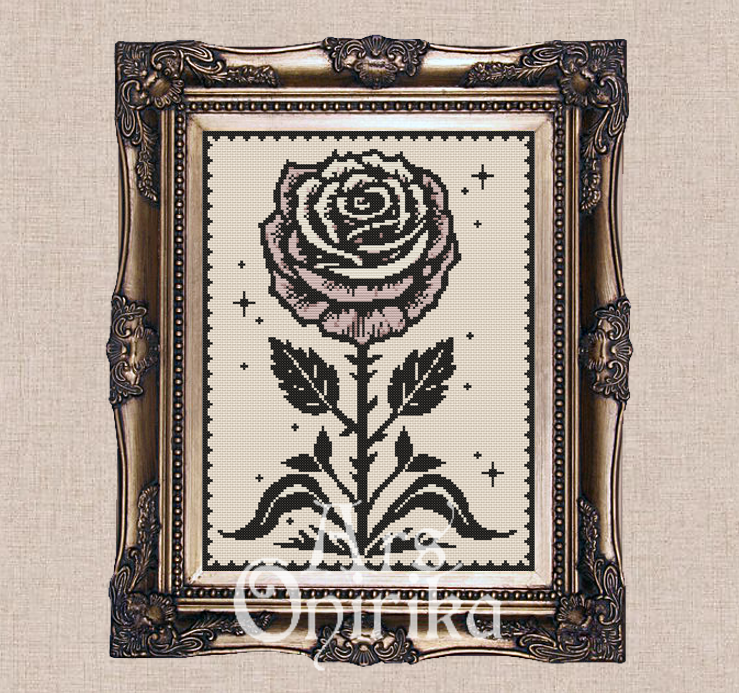 Medieval Rose Cross Stitch Pattern (PDF) - EASY LEVEL
