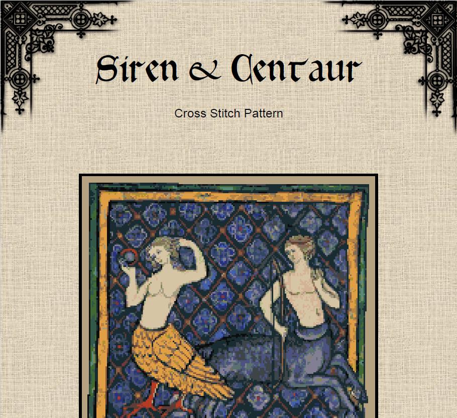 Siren & Centaur Cross Stitch Pattern – Medieval Bestiary (PDF) - INTERMEDIATE LEVEL