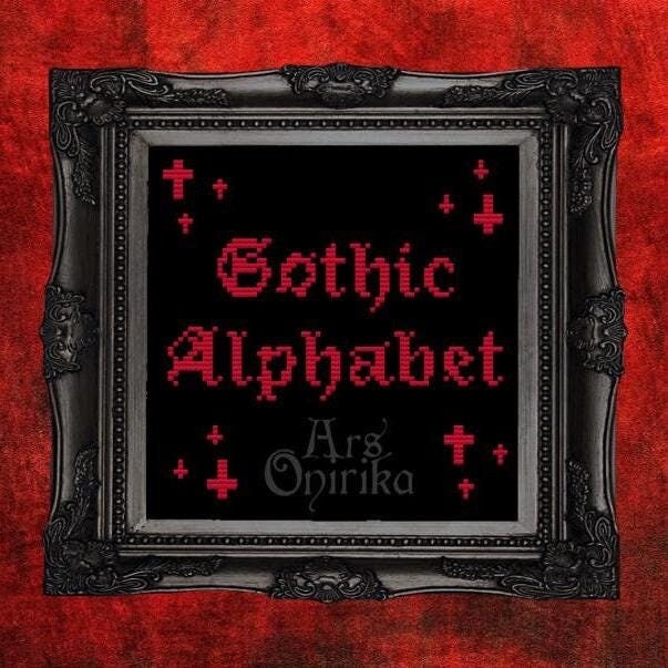 Gothic Alphabet Pattern - Cross Stitch Font Chart - EASY LEVEL