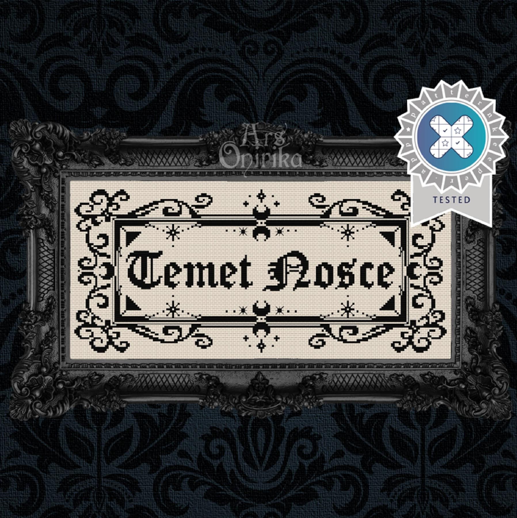 Temet Nosce Cross Stitch Pattern – Matrix Latin Quote (PDF) - EASY LEVEL