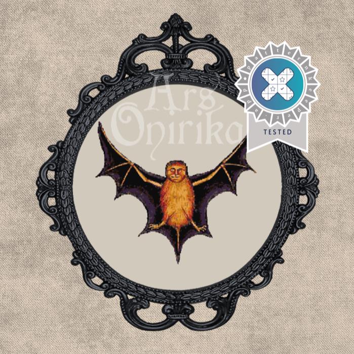 Medieval Bat Cross Stitch Pattern (PDF) – Illuminated Bestiary Design - EASY LEVEL