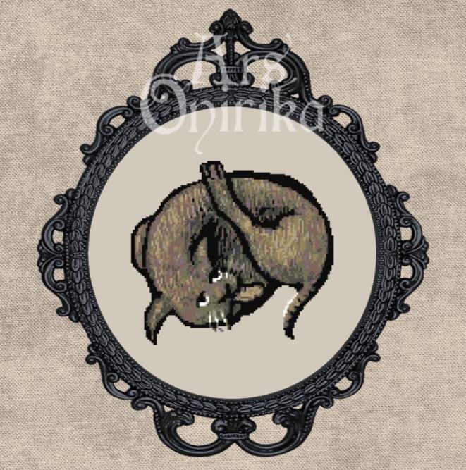 Medieval Cat Cross Stitch Pattern (PDF) – Bestiary Codex Animal - EASY LEVEL