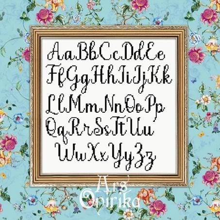 Elegant Alphabet Pattern - Cross Stitch Font Chart - EASY LEVEL