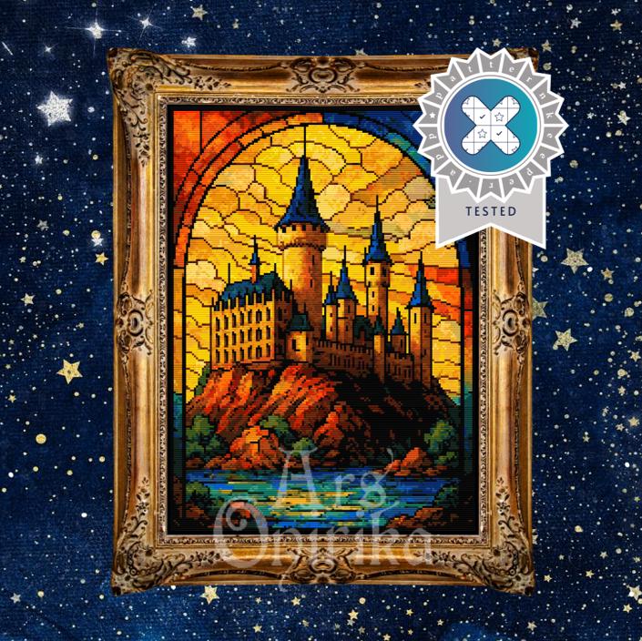 Wizarding Castle Cross Stitch Pattern (PDF) – Stained Glass - INTERMEDIATE LEVEL