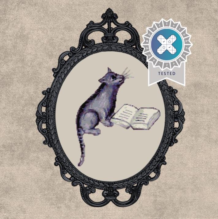 Medieval Cat Cross Stitch Pattern (PDF) – Illuminated Bestiary Design - EASY LEVEL
