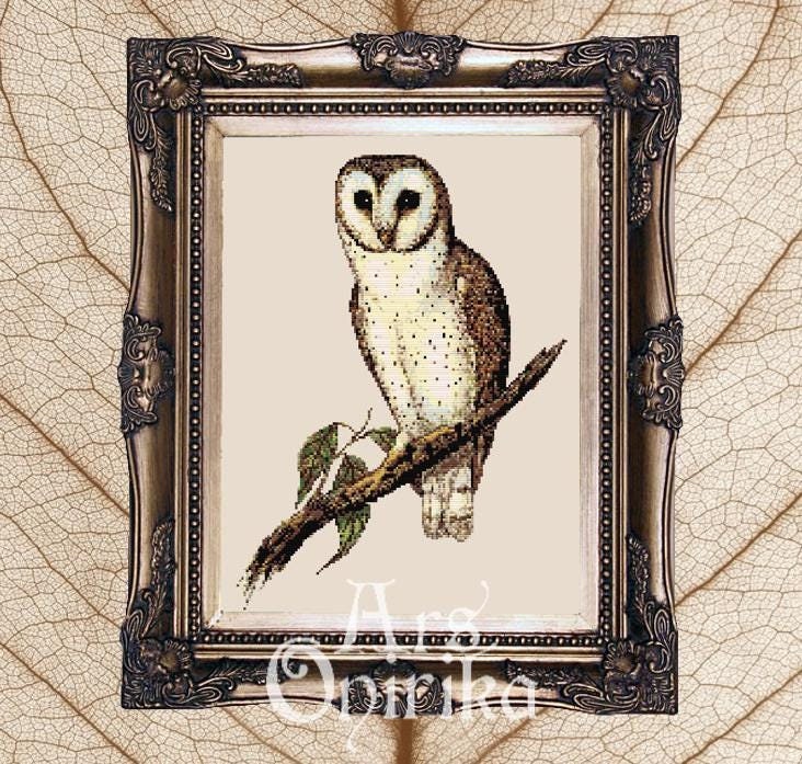 Owl Cross Stitch Pattern (PDF) - Botanic Vintage Sampler - INTERMEDIATE LEVEL