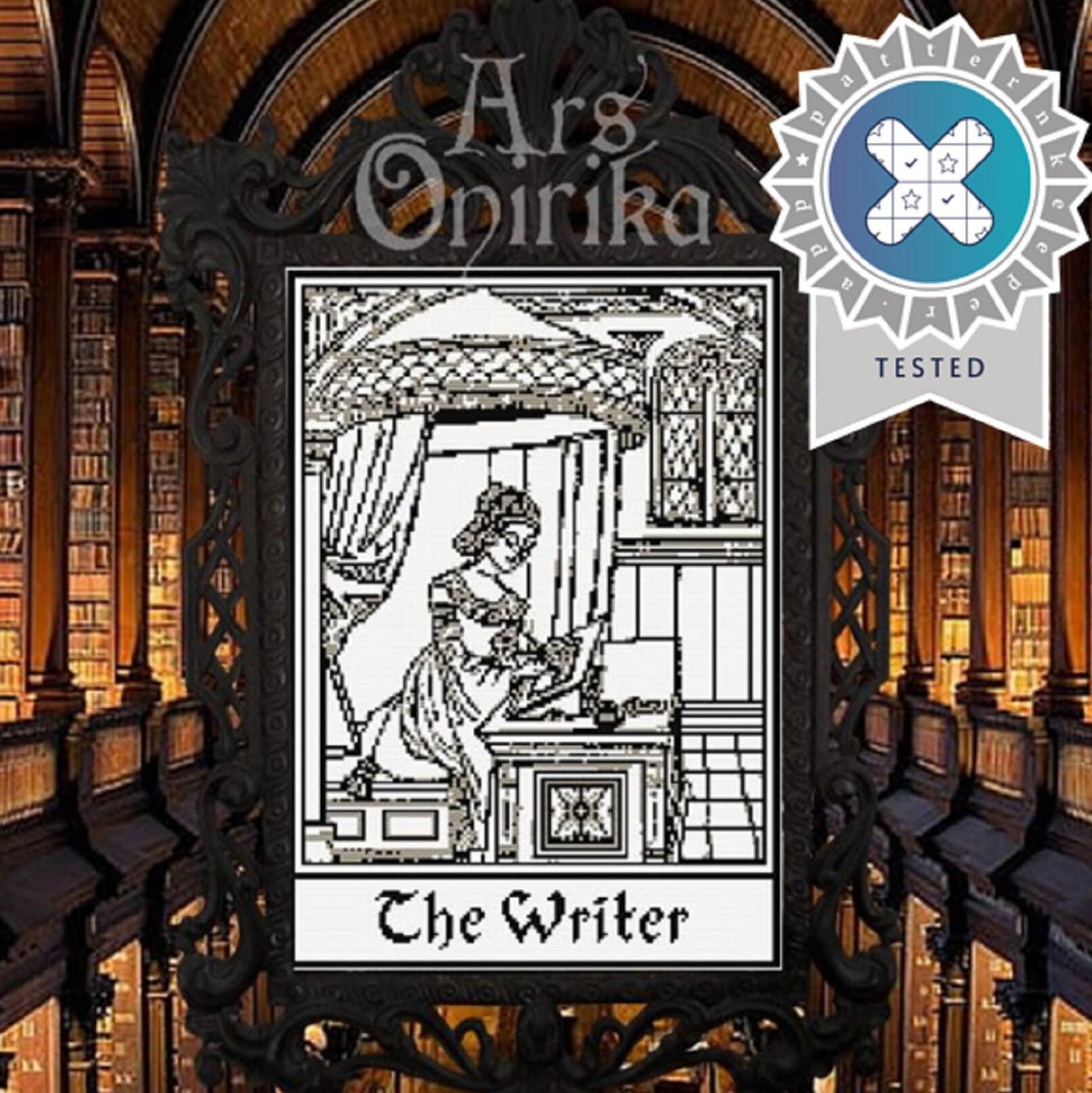 Medieval Writer Cross Stitch Pattern – Scriptorium Embroidery Design (PDF) - INTERMEDIATE LEVEL