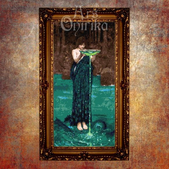 Circe Invidiosa Cross Stitch Pattern - Waterhouse Embroidery - Classical Art Witch - ADVANCED LEVEL