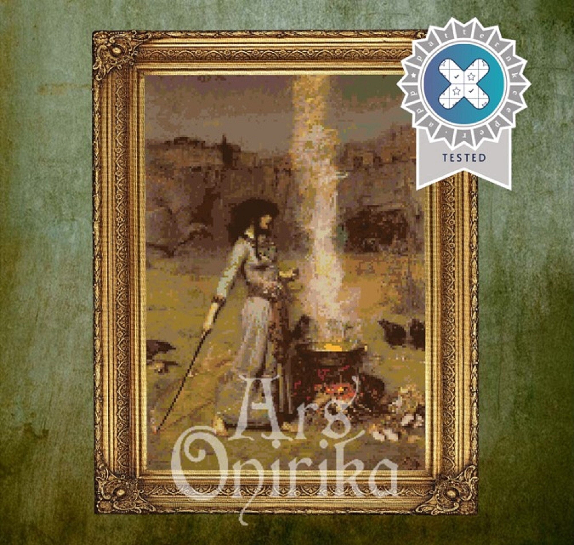 Waterhouse Witch Art Cross Stitch Pattern (PDF) – Magic Circle - ADVANCED LEVEL