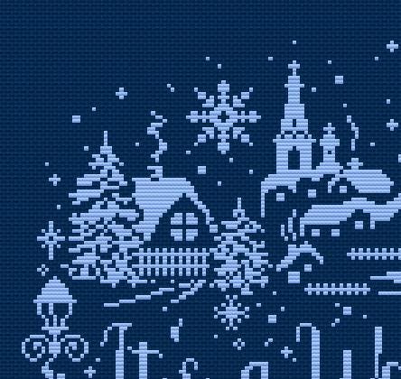 Qué Bello Es Vivir Christmas Cross Stitch Pattern – Holiday Winter Village Scene (PDF) - INTERMEDIATE LEVEL