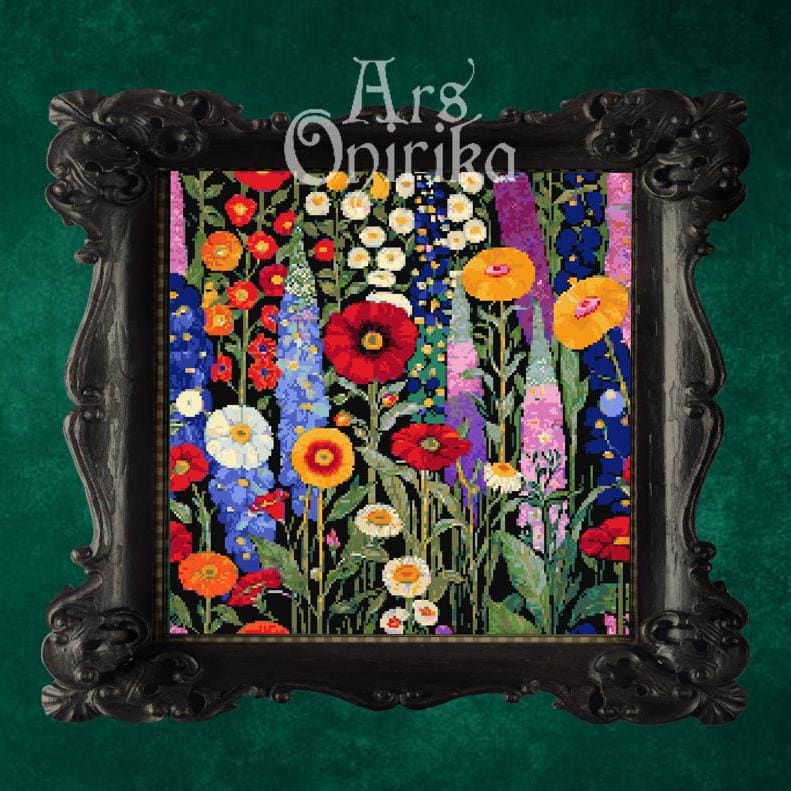 Klimt Garden Cross Stitch Pattern (PDF) – Floral Colorful Design - INTERMEDIATE LEVEL